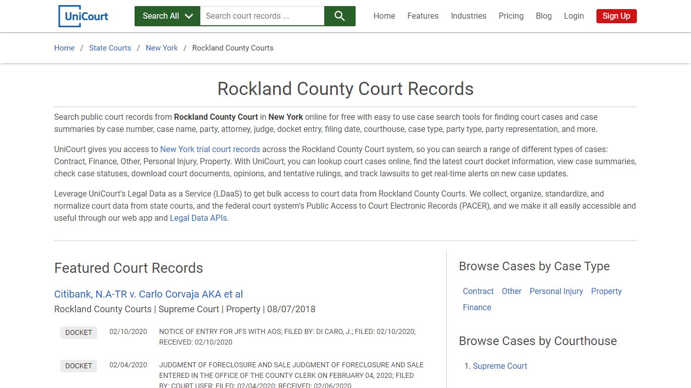 Rockland County Court Records | New York | UniCourt